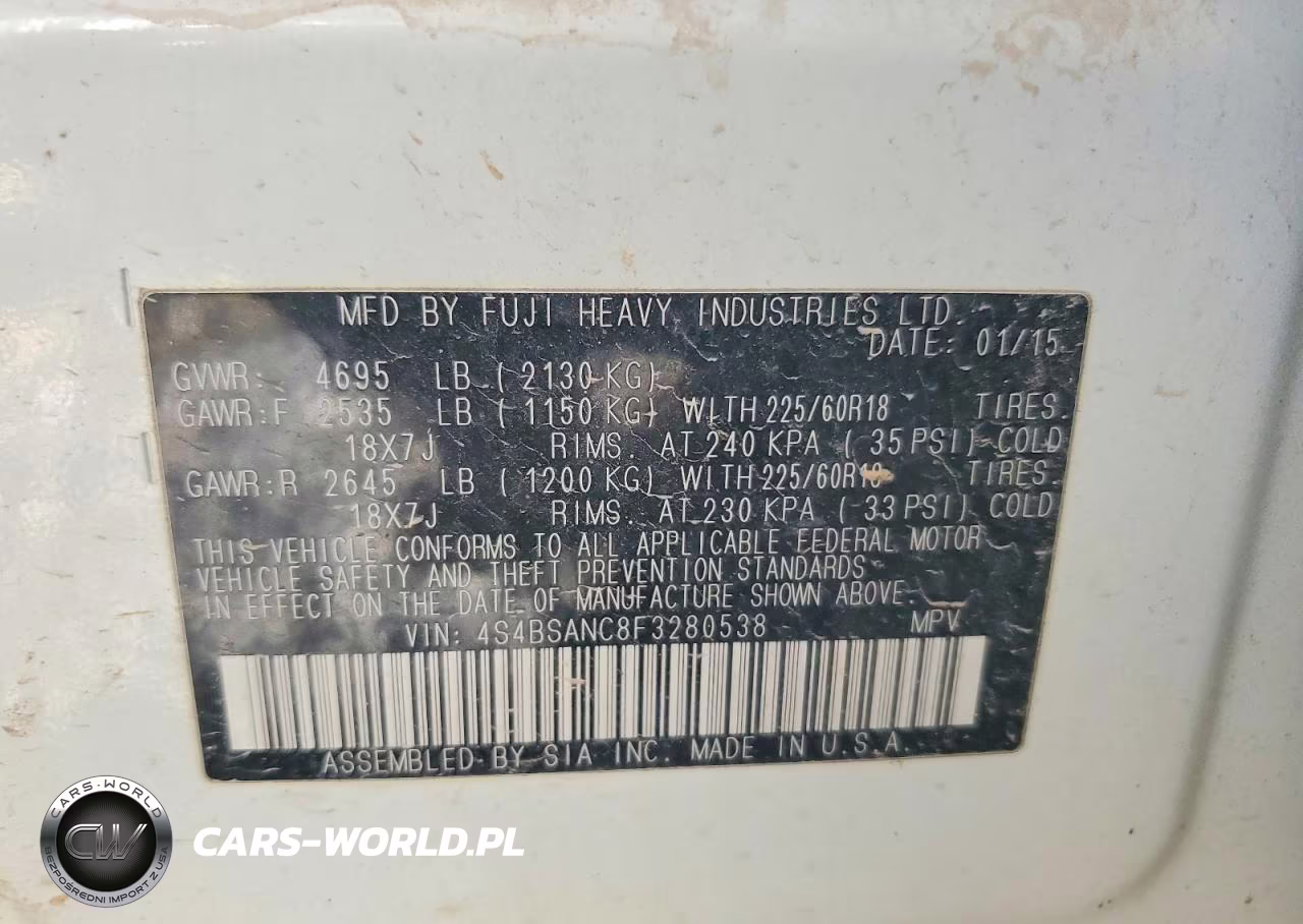 2015 Subaru Outback 2.5I Limited VIN:4S4BSANC8F3280538 - 13