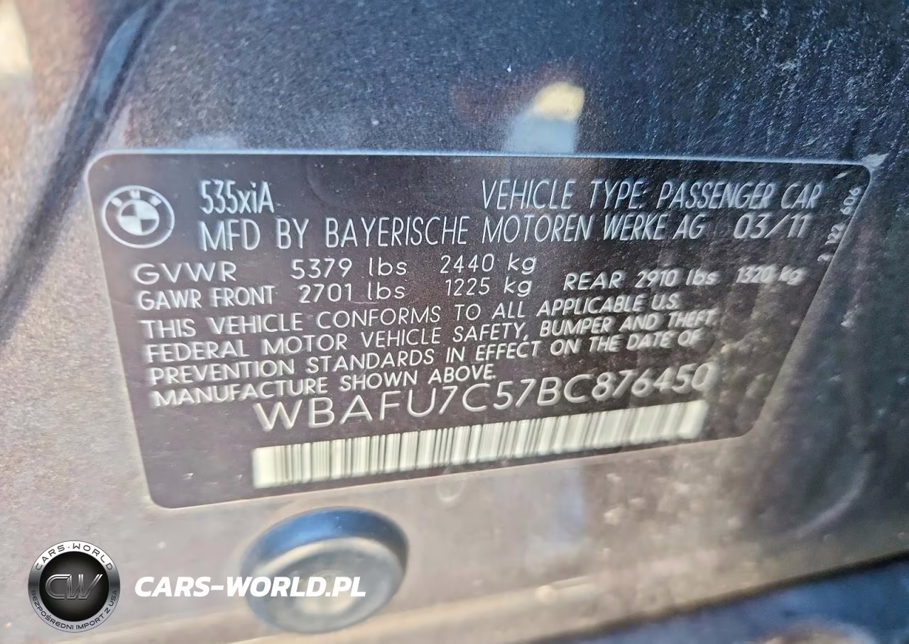 2011 BMW 535 Xi VIN:WBAFU7C57BC876450 - 12
