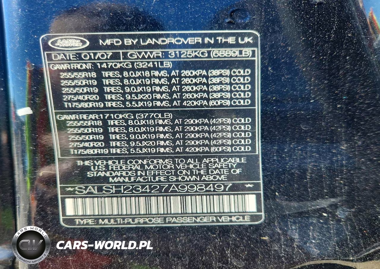 2007 Land Rover Range Rover Sport Supercharged VIN:SALSH23427A998497 - 13