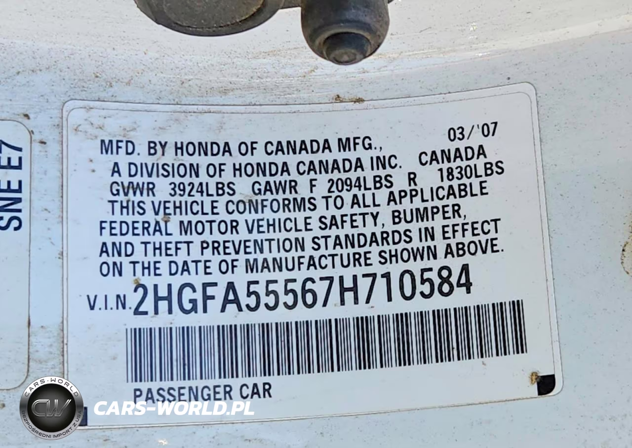 2007 Honda Civic Si VIN:2HGFA55567H710584 - 13