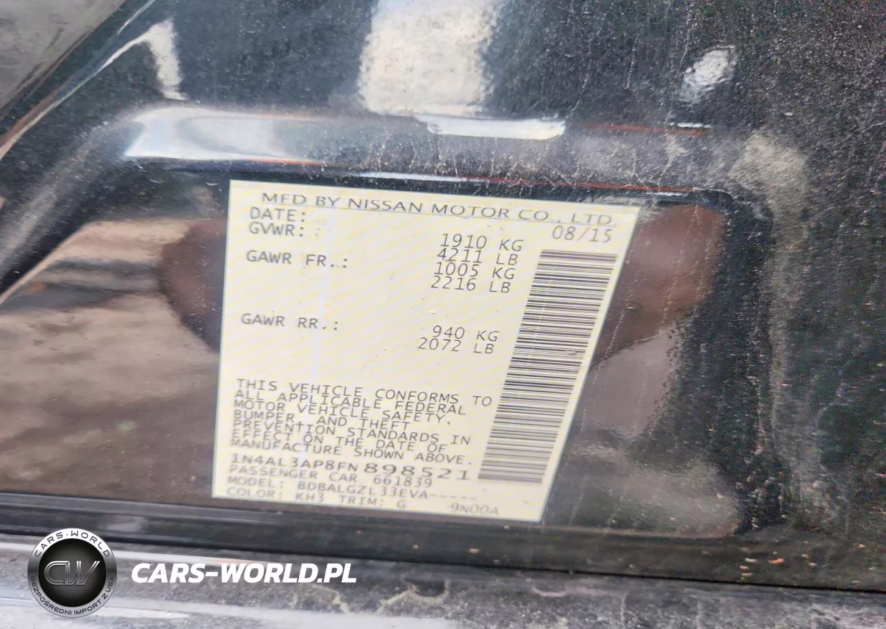 2015 Nissan Altima 2.5 S VIN:1N4AL3AP8FN898521 - 12