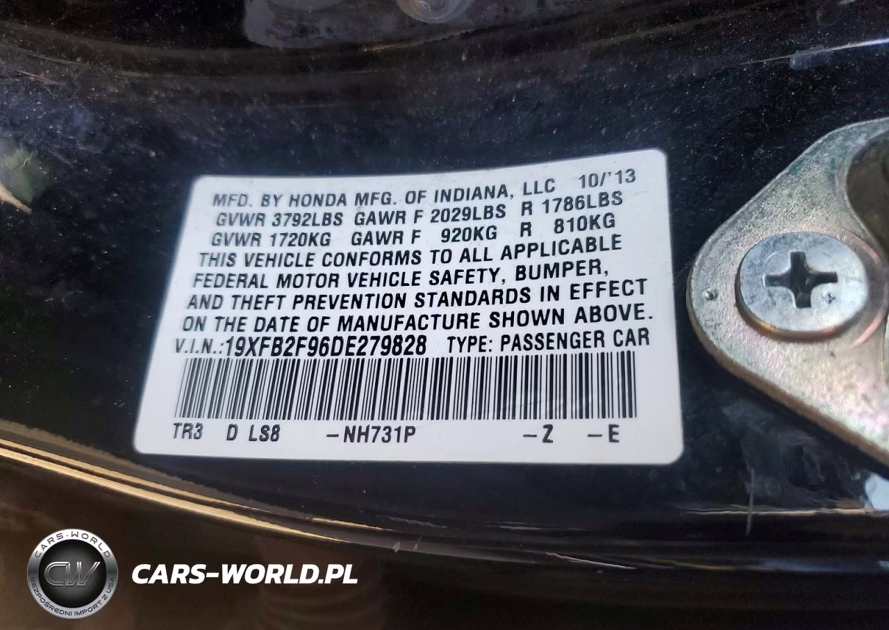 2013 Honda Civic Exl VIN:19XFB2F96DE279828 - 12