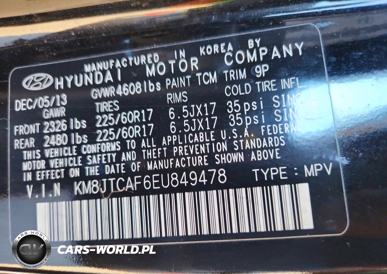 2014 Hyundai Tucson Gls VIN:KM8JTCAF6EU849478 - 13
