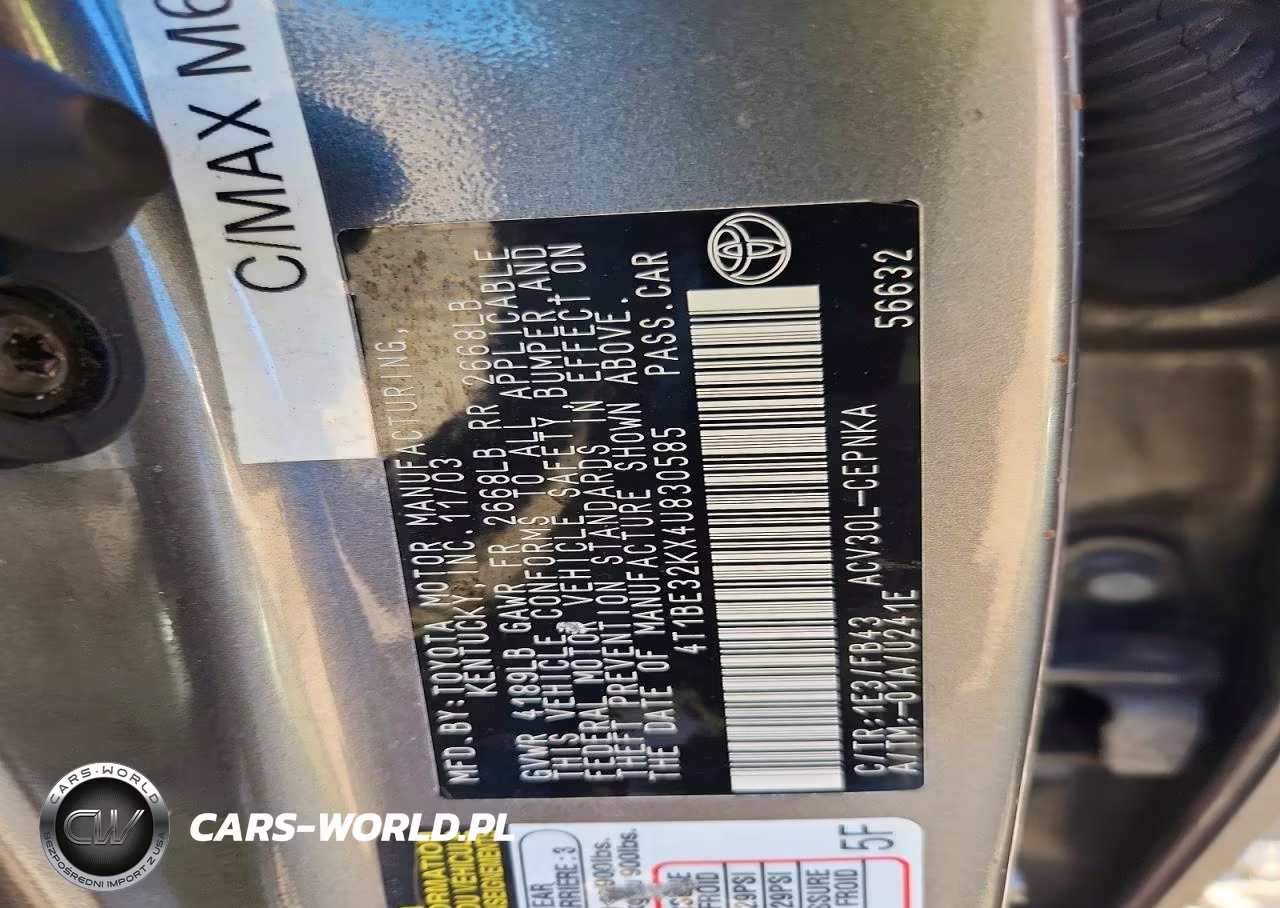 2004 Toyota Camry Le VIN:4T1BE32KX4U830585 - 13
