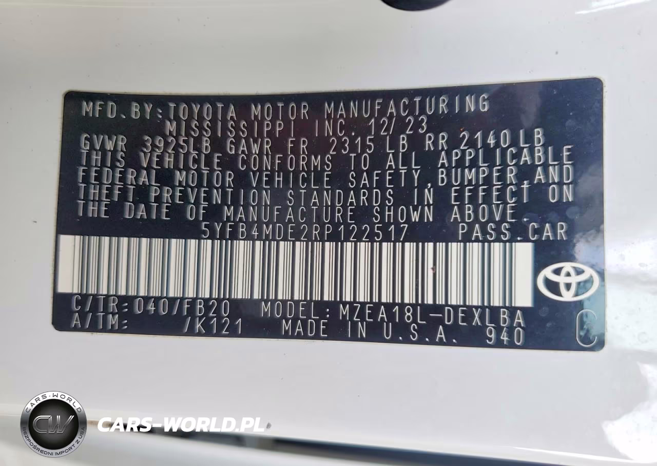 2024 Toyota Corolla Le VIN:5YFB4MDE2RP122517 - 12