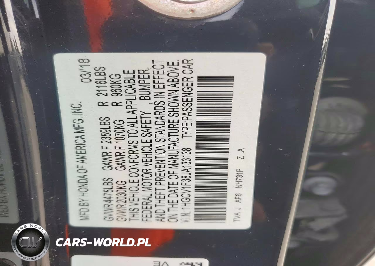 2018 Honda Accord Sport VIN:1HGCV1F38JA133138 - 12