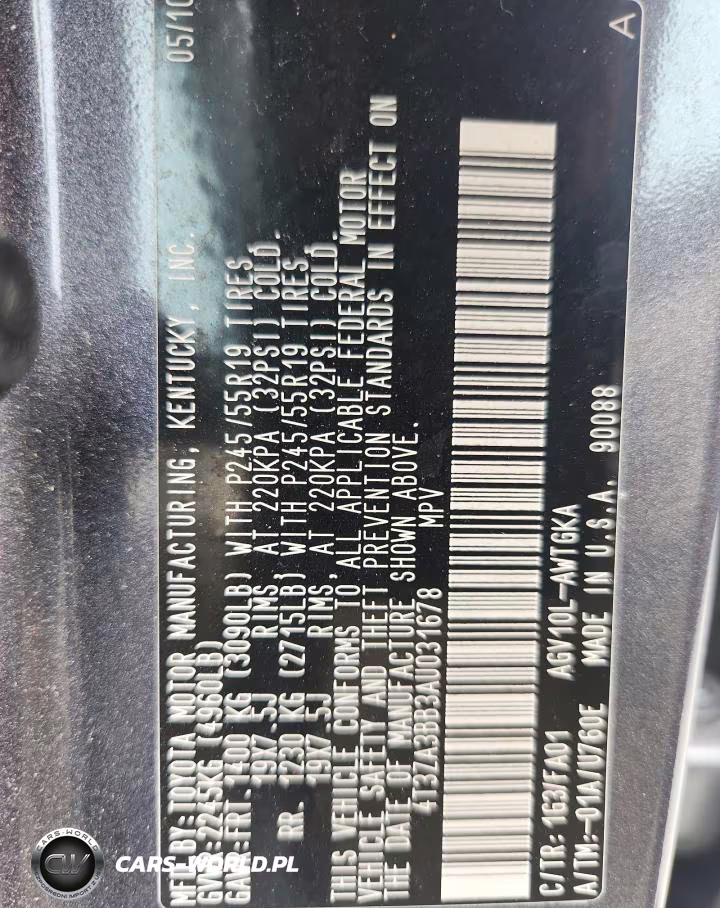 2010 Toyota Venza Fwd 4Cyl VIN:4T3ZA3BB3AU031678 - 13