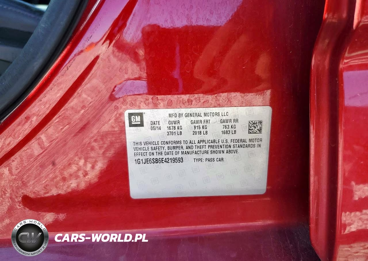 2014 Chevrolet Sonic Ltz VIN:1G1JE6SB6E4219593 - 12