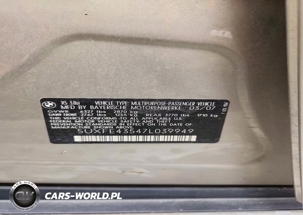 BMW X5 3.0I VIN:5UXFE43547L039949 - 13