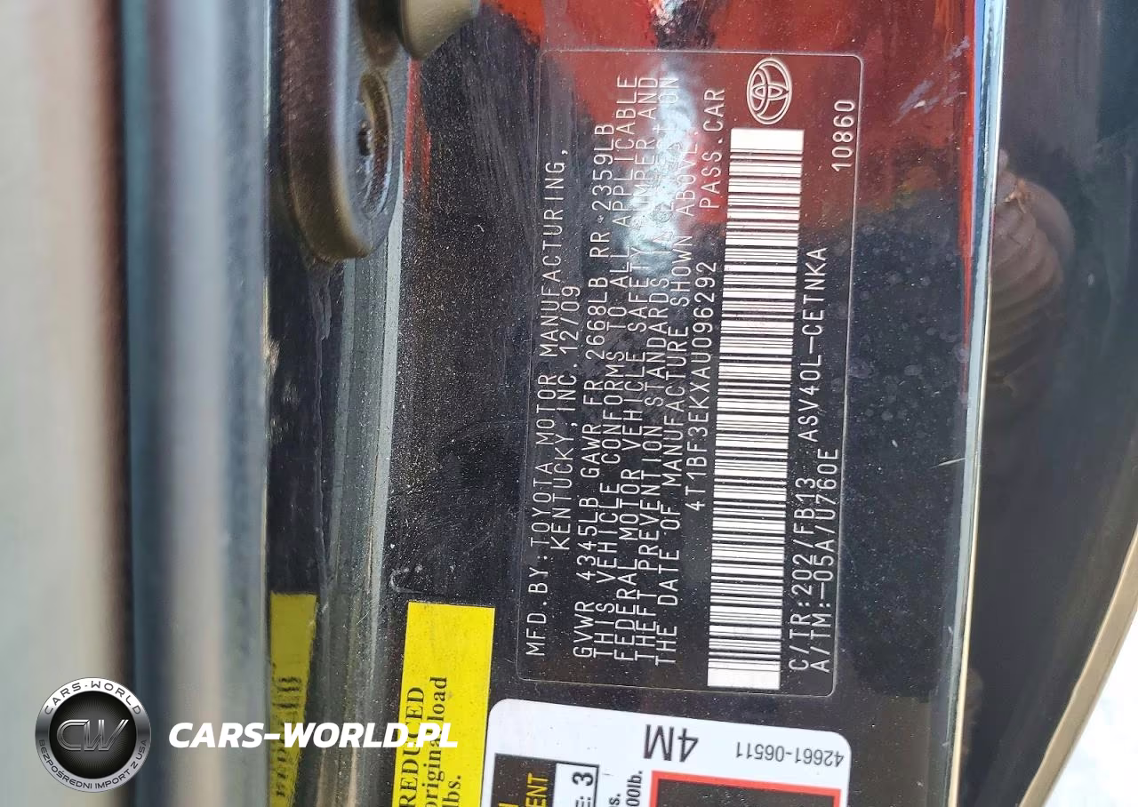 2010 Toyota Camry Le VIN:4T1BF3EKXAU096292 - 12