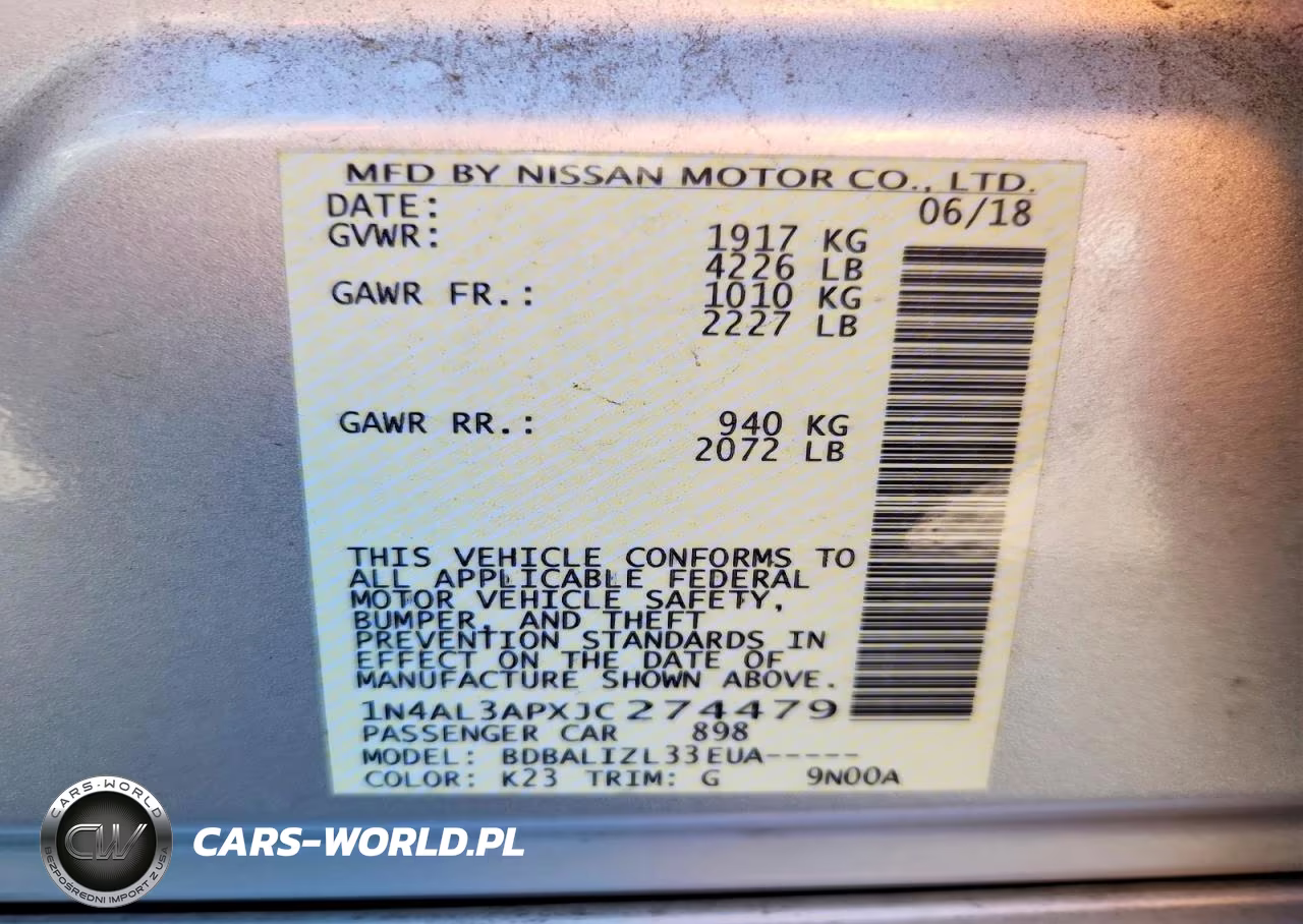 2018 Nissan Altima 2.5 VIN:1N4AL3APXJC274479 - 12