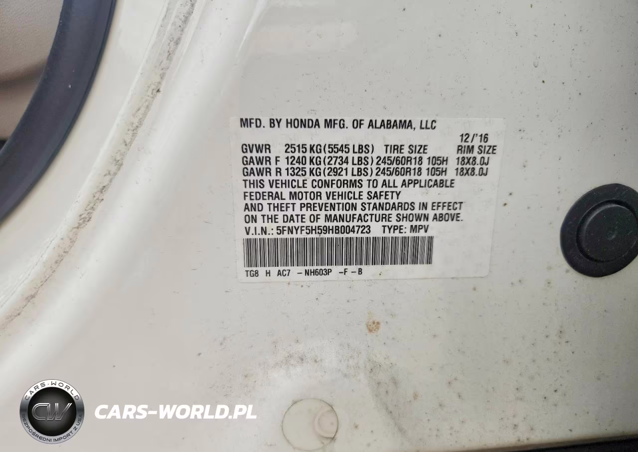 2017 Honda Pilot Exl VIN:5FNYF5H59HB004723 - 13