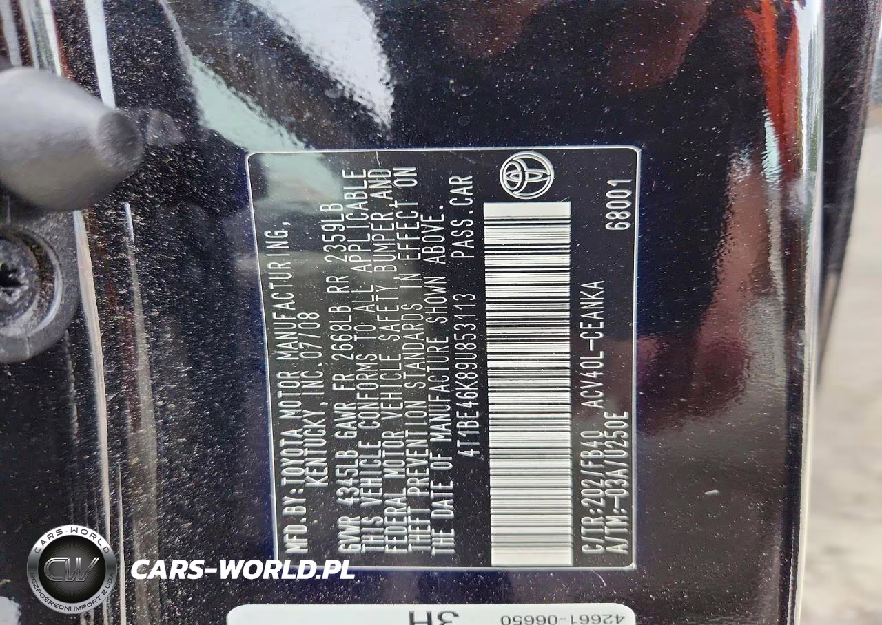 2009 Toyota Camry Le VIN:4T1BE46K89U853113 - 12