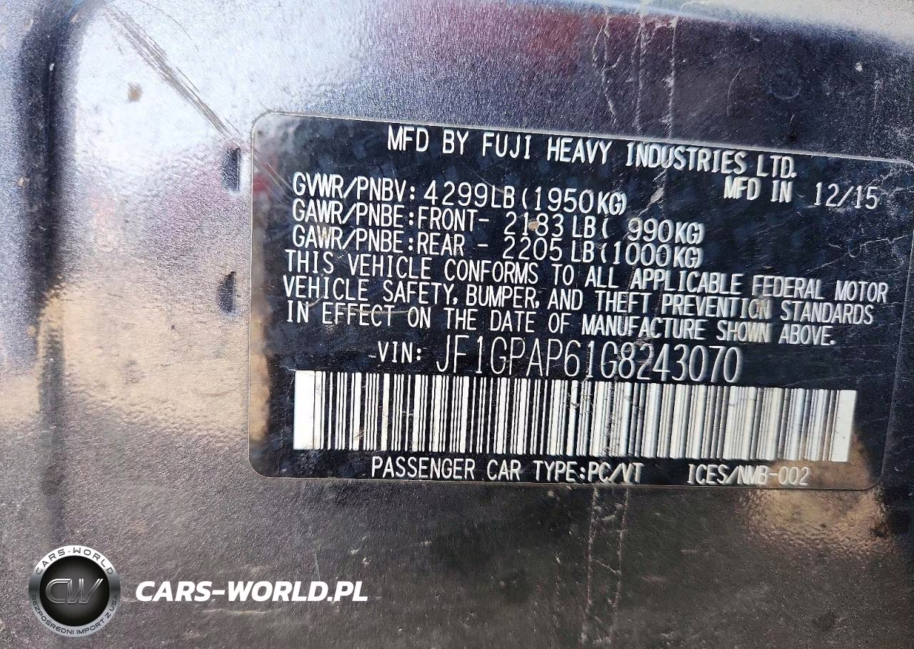 2016 Subaru Impreza Sport Premium VIN:JF1GPAP61G8243070 - 12