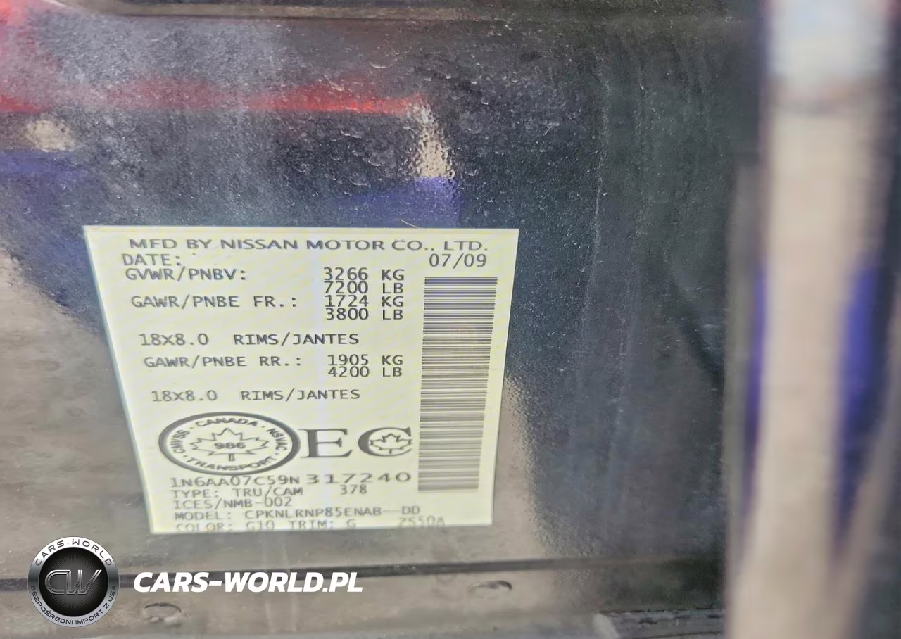 2009 Nissan Titan Xe VIN:1N6AA07C59N317240 - 12