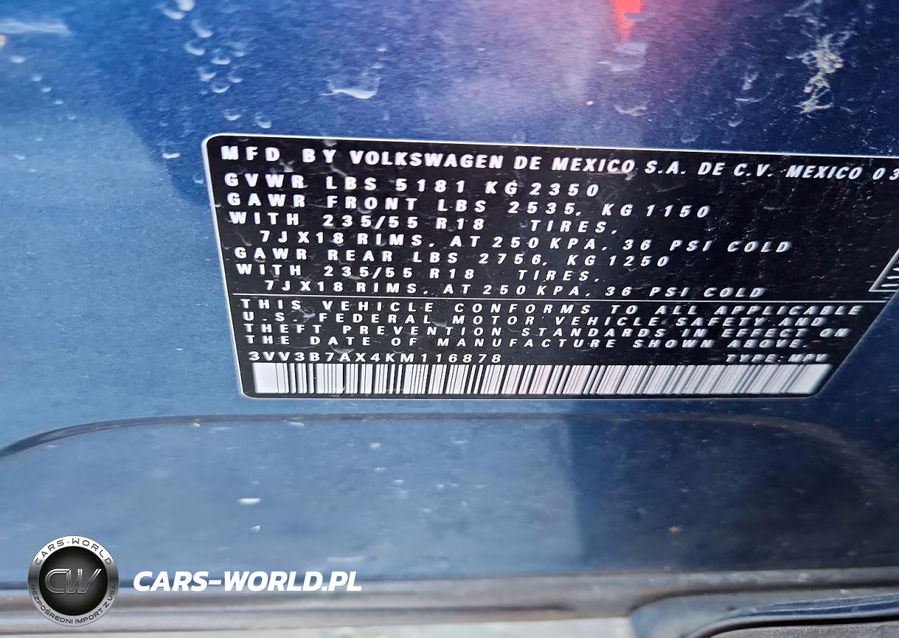 2019 Volkswagen Tiguan Se VIN:3VV3B7AX4KM116878 - 14