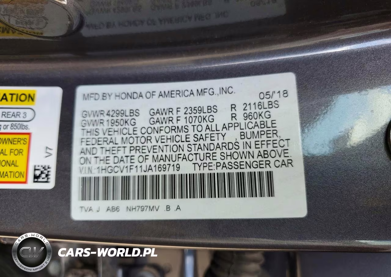 2018 Honda Accord Lx VIN:1HGCV1F11JA169719 - 13