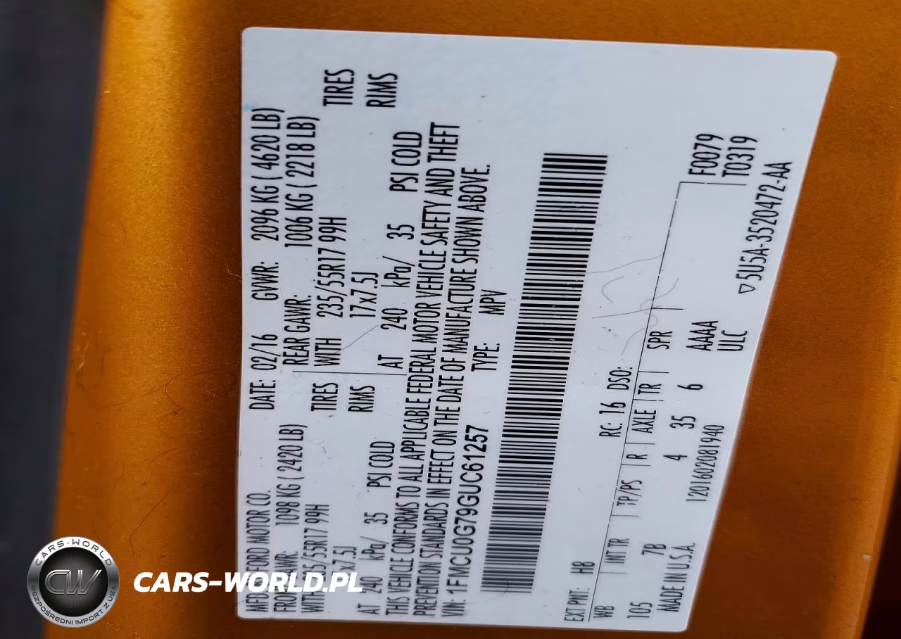 2016 Ford Escape Se VIN:1FMCU0G79GUC61257 - 14