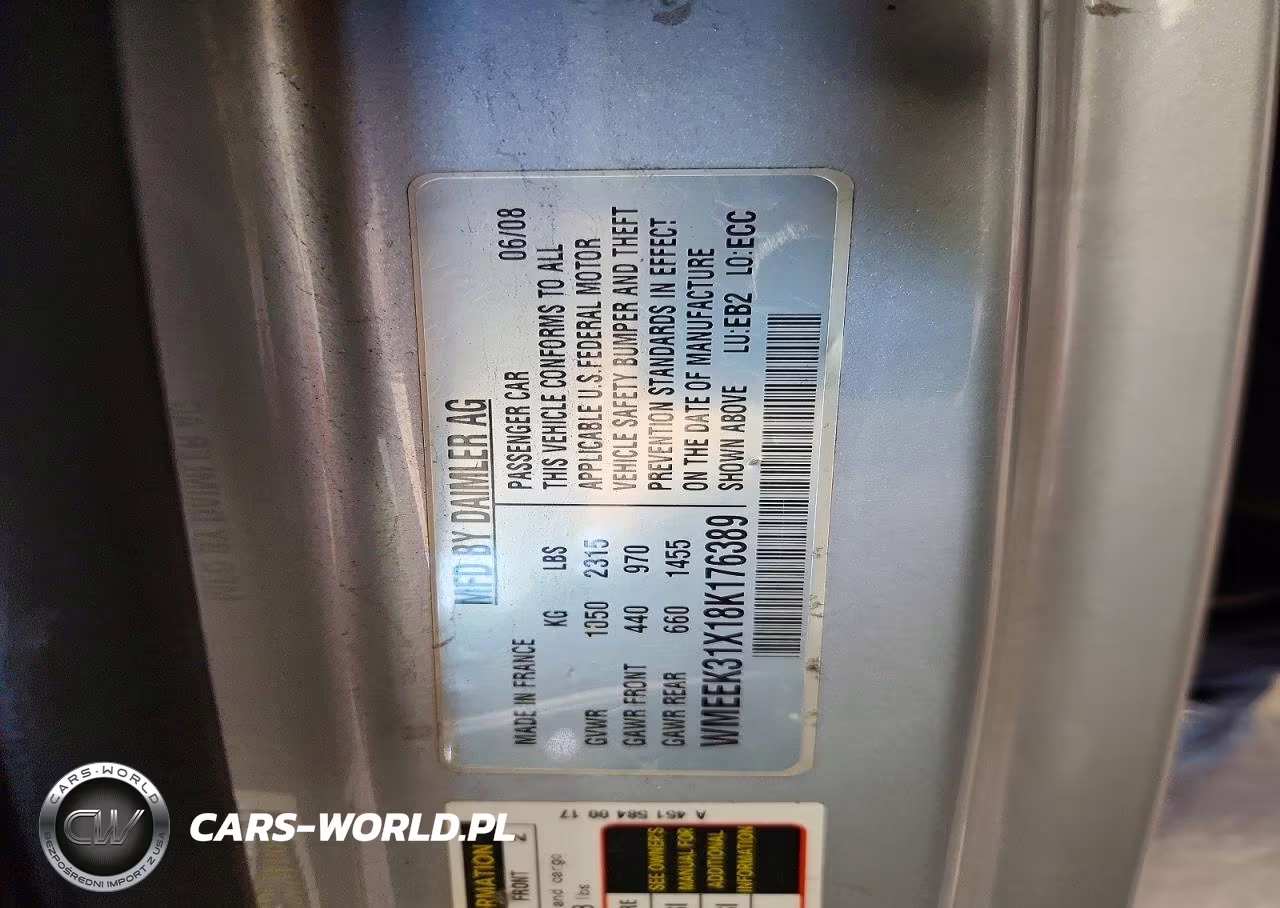 2008 Smart Fortwo Passion VIN:WMEEK31X18K176389 - 12