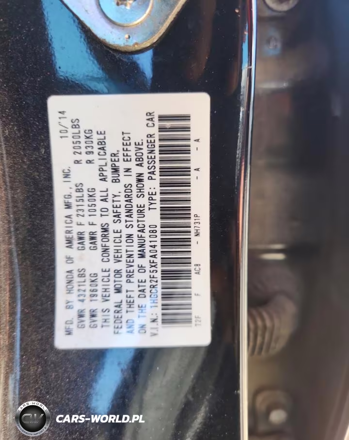 2015 Honda Accord Sport VIN:1HGCR2F5XFA041080 - 12