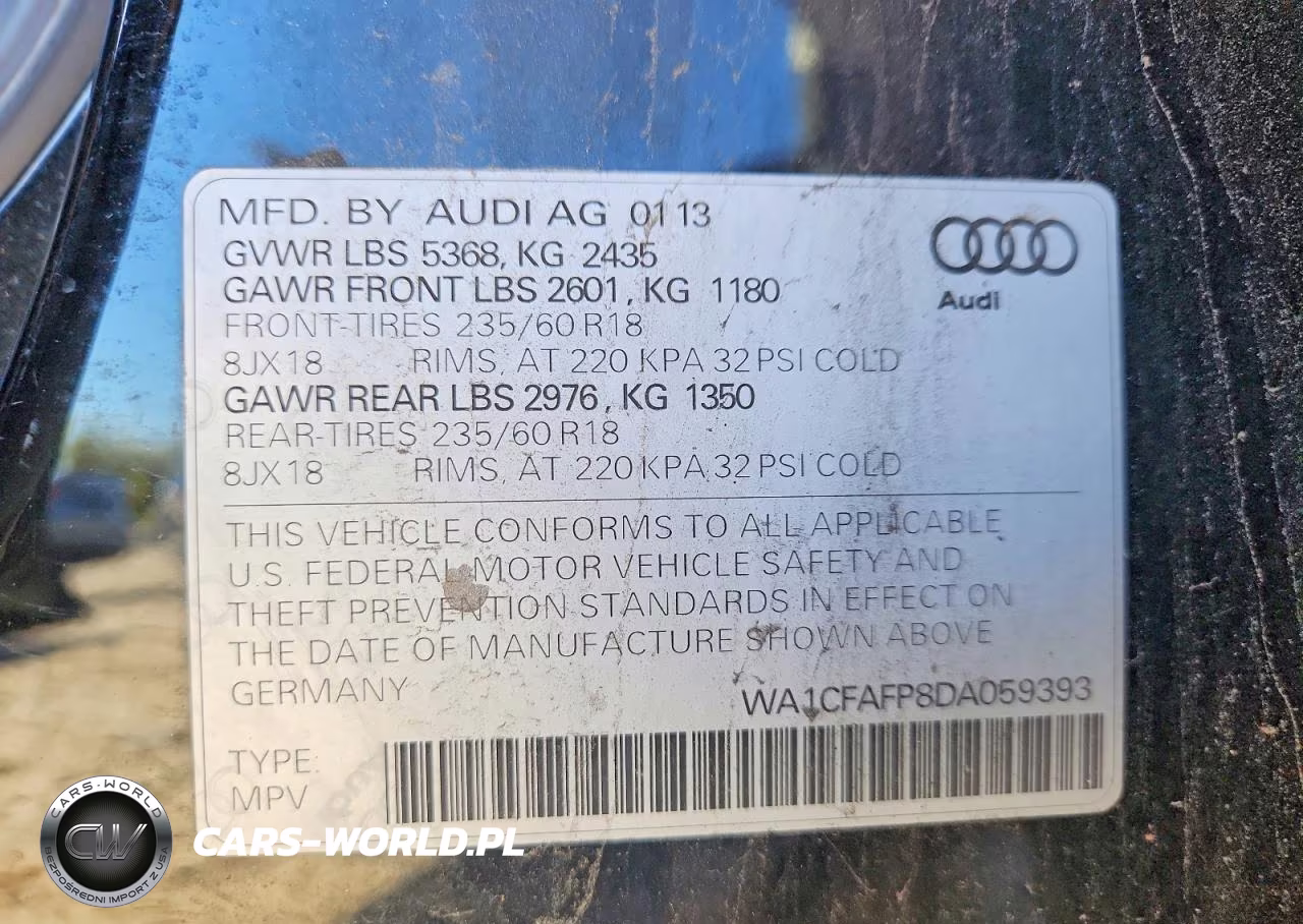 2013 Audi Q5 Premium VIN:WA1CFAFP8DA059393 - 13