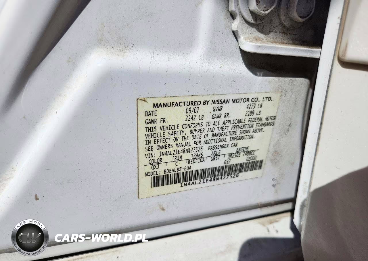 2008 Nissan Altima 2.5 VIN:1N4AL21E48N427526 - 12