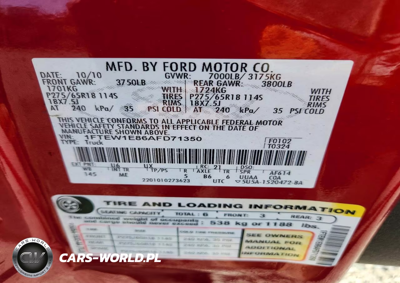 2010 Ford F150 Supercrew VIN:1FTEW1E86AFD71350 - 12