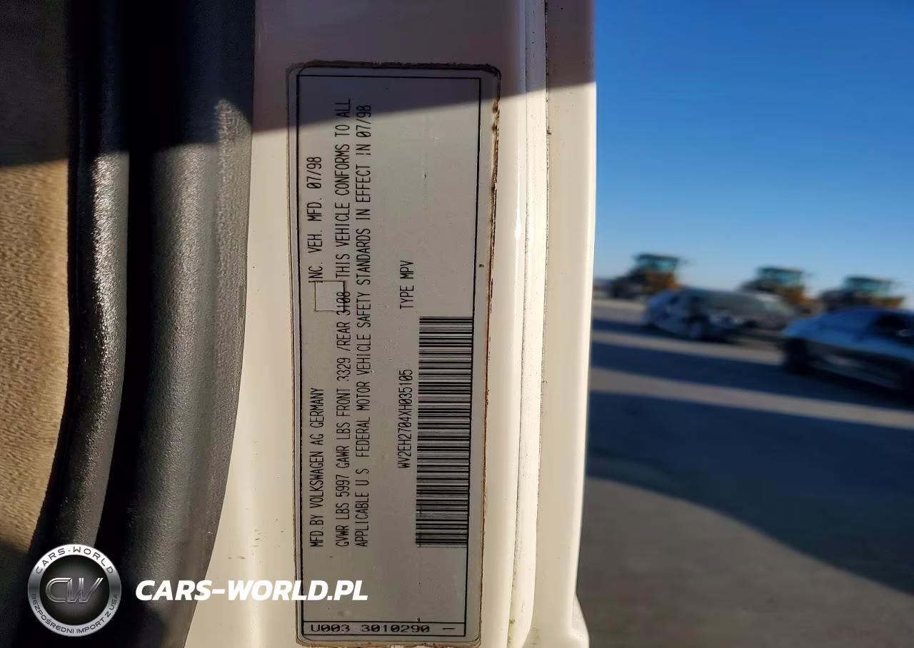 1999 Volkswagen Eurovan Camper VIN:WV2EH2704XH035105 - 13