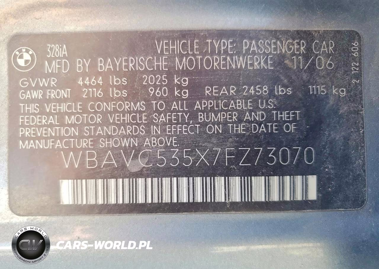 2007 BMW 328 I Sulev VIN:WBAVC535X7FZ73070 - 13