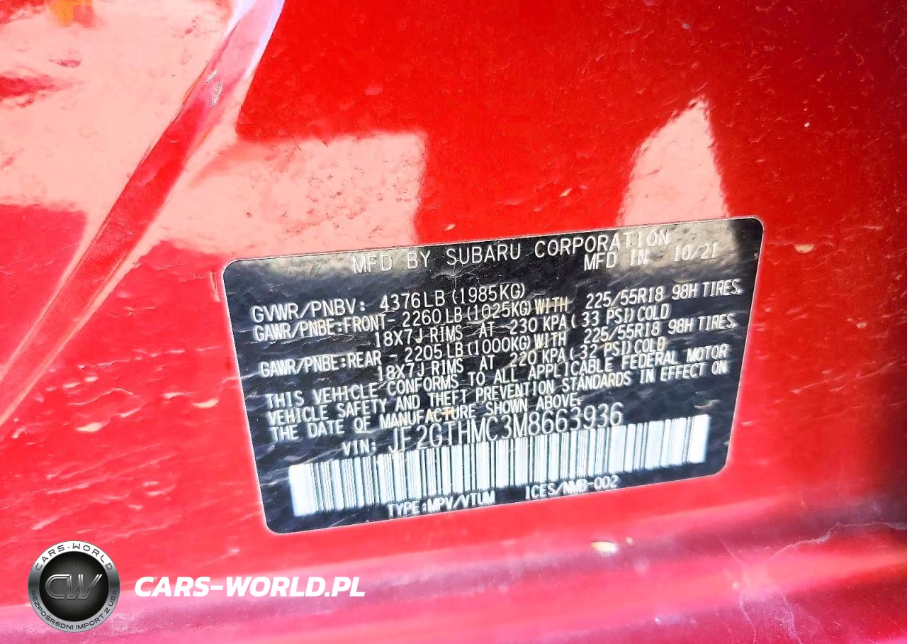 2021 Subaru Crosstrek Limited VIN:JF2GTHMC3M8663936 - 14