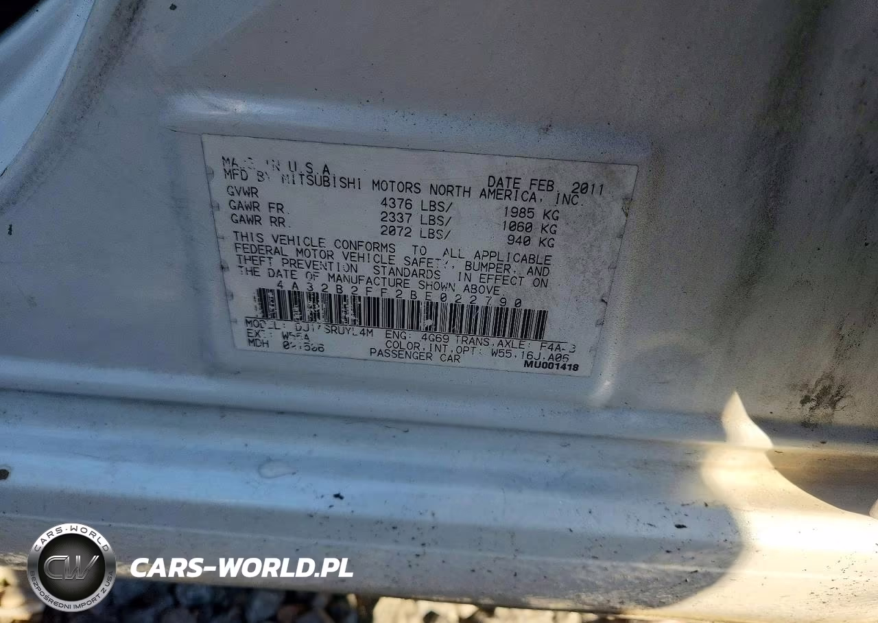 2011 Mitsubishi Galant Fe VIN:4A32B2FF2BE022790 - 12