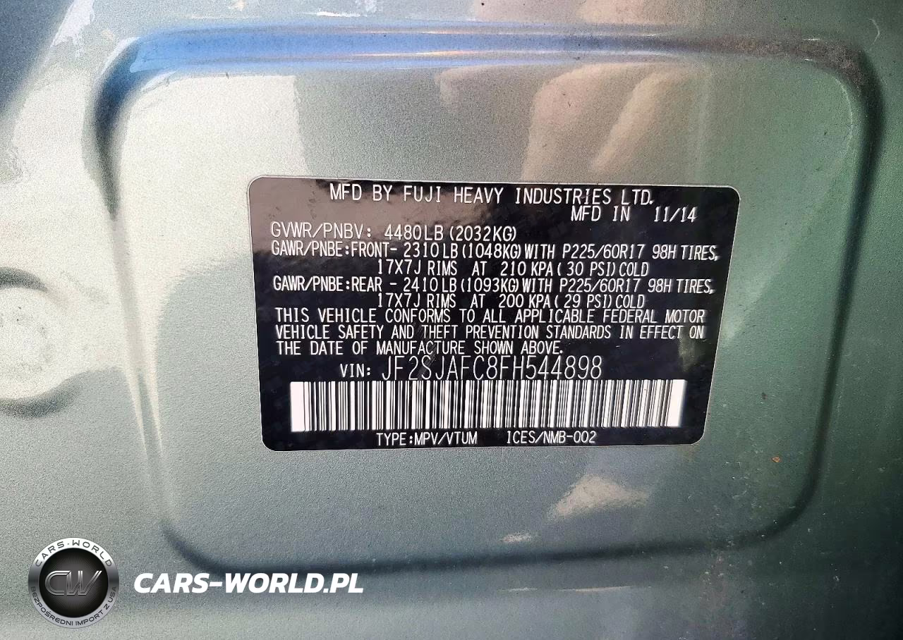 2015 Subaru Forester 2.5I Premium VIN:JF2SJAFC8FH544898 - 13