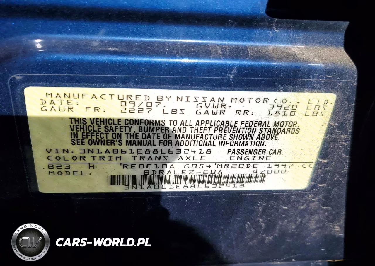 2008 Nissan Sentra 2.0 VIN:3N1AB61E88L632418 - 12