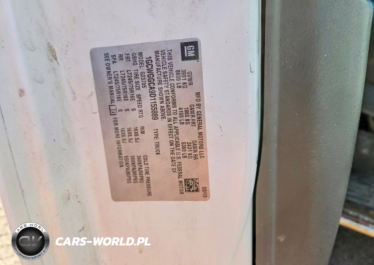 2013 Chevrolet Express 2500 Cargo Delivery Van VIN:1GCWGGCA9D1155889 - 13