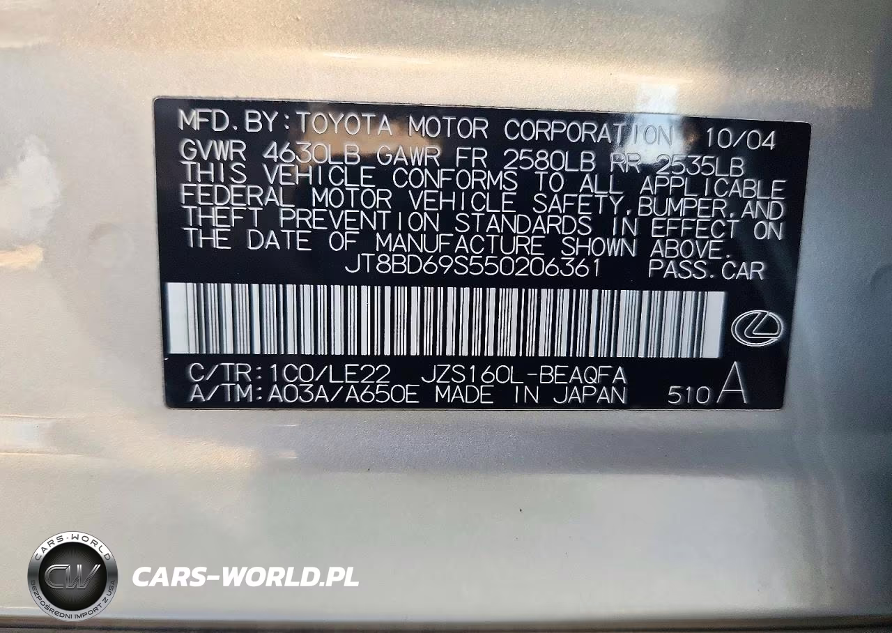 2005 Lexus Gs 300 VIN:JT8BD69S550206361 - 12