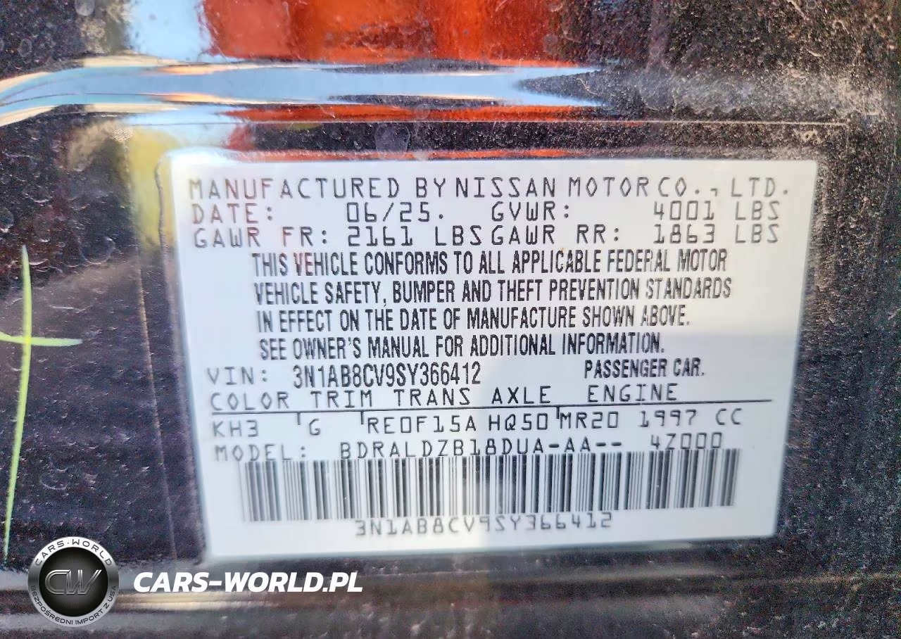 2025 Nissan Sentra Sv VIN:3N1AB8CV9SY366412 - 12