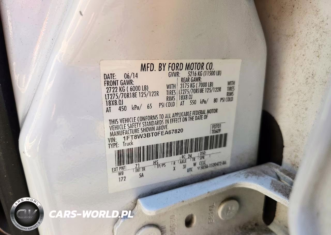 2015 Ford F350 Super Duty VIN:1FT8W3BT0FEA67820 - 12