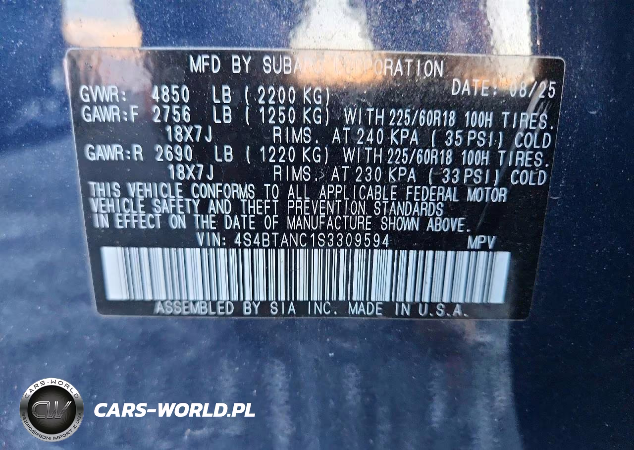 2025 Subaru Outback Limited VIN:4S4BTANC1S3309594 - 12