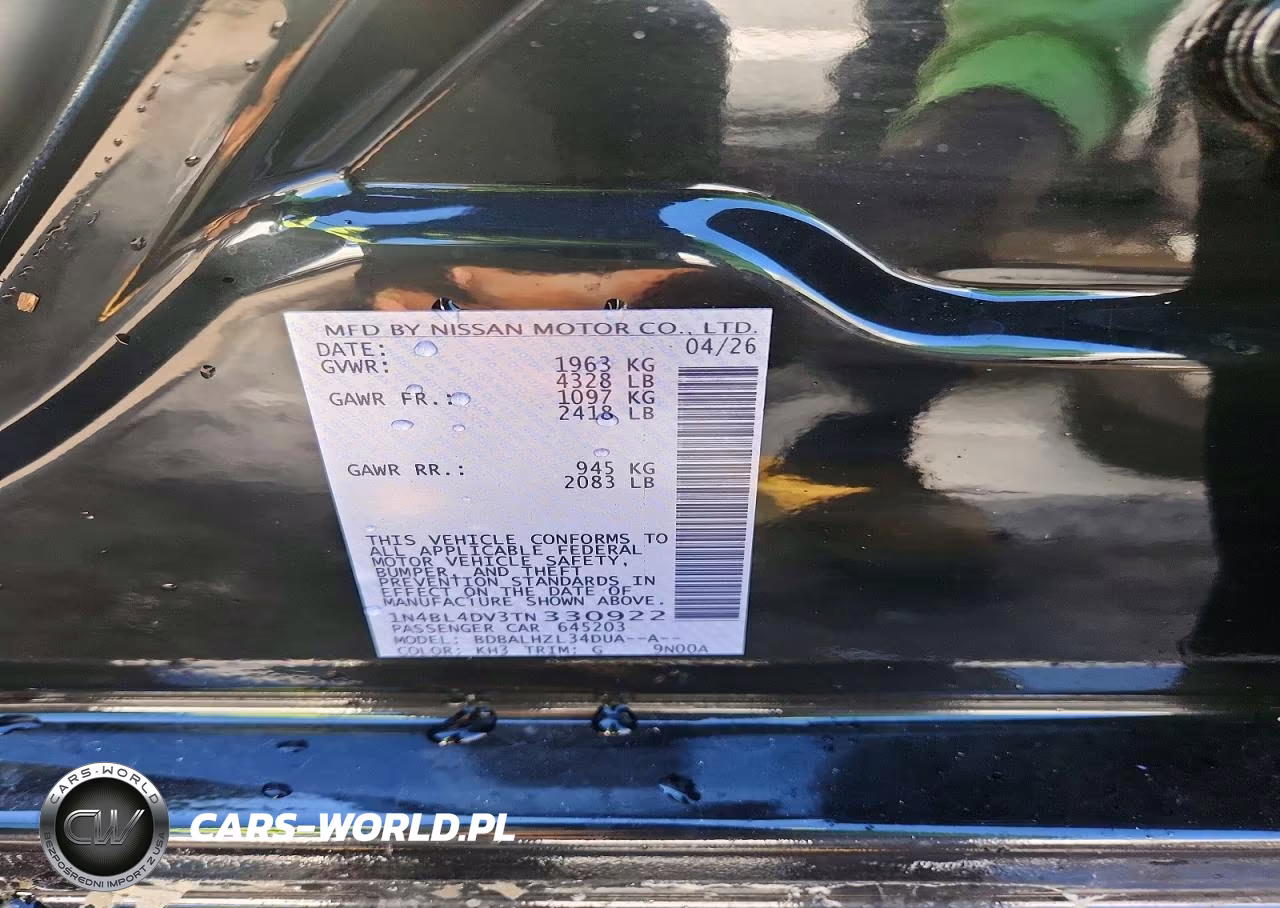 2026 Nissan Altima Sv VIN:1N4BL4DV3TN330922 - 13