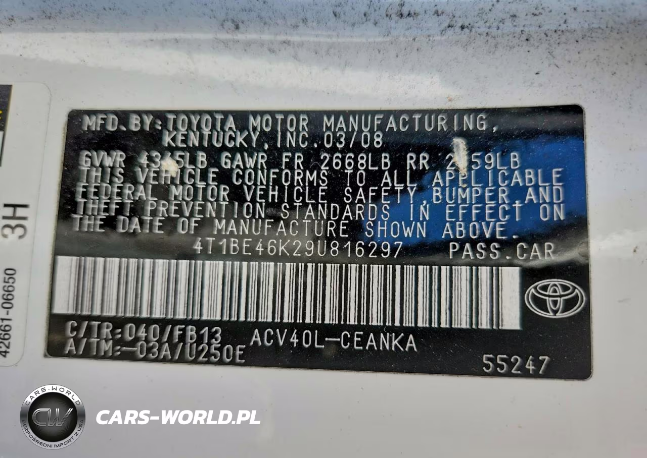 2009 Toyota Camry Base VIN:4T1BE46K29U816297 - 12