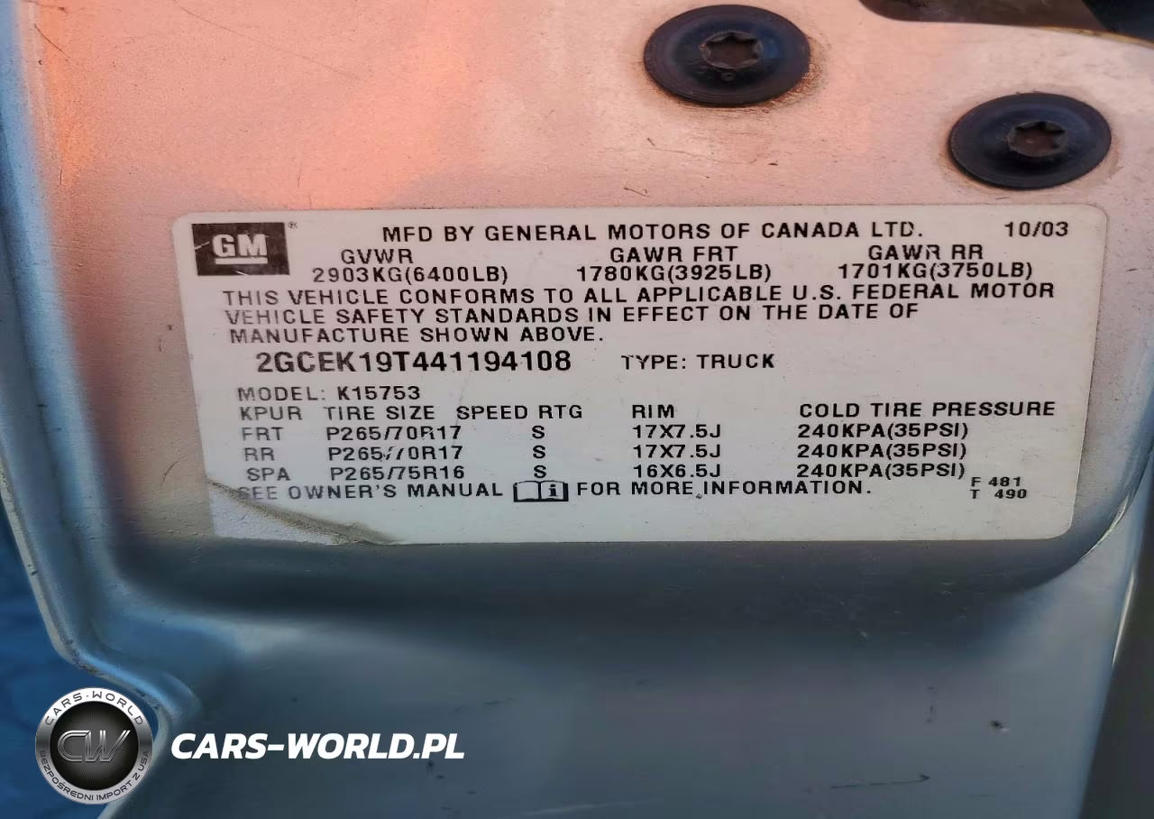 2004 Chevrolet Silverado K1500 VIN:2GCEK19T441194108 - 12