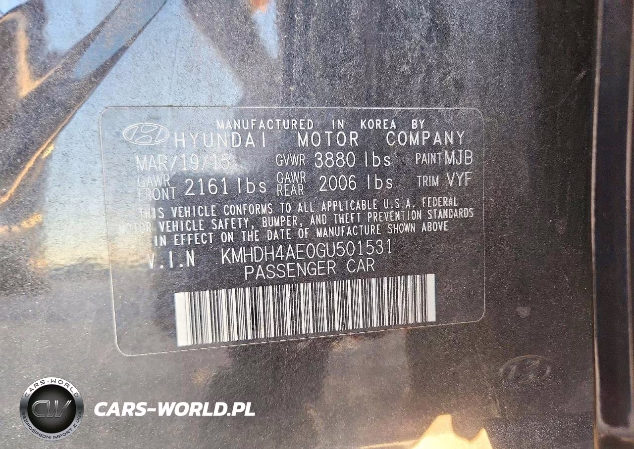 2016 Hyundai Elantra Se VIN:KMHDH4AE0GU501531 - 12