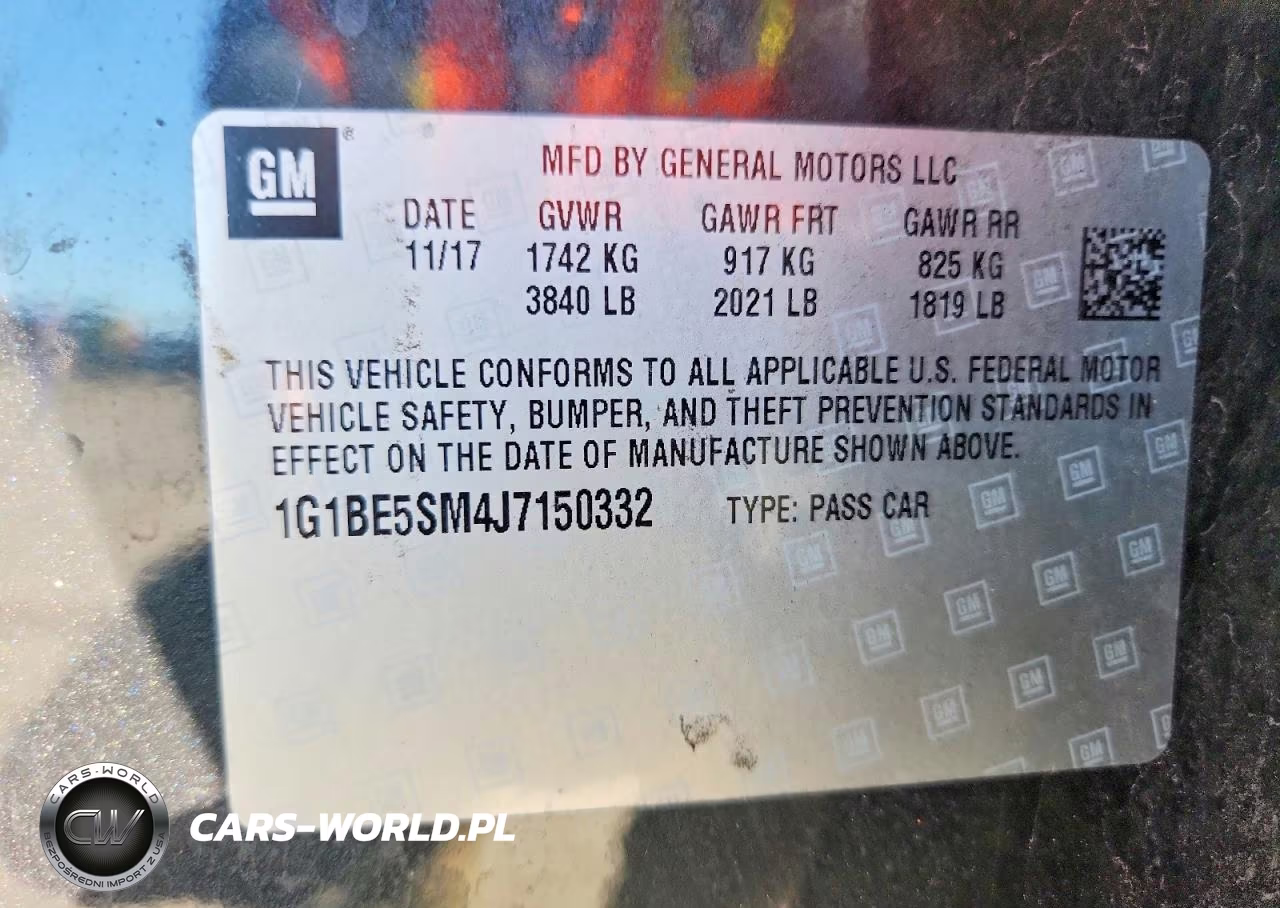 2018 Chevrolet Cruze Lt VIN:1G1BE5SM4J7150332 - 12