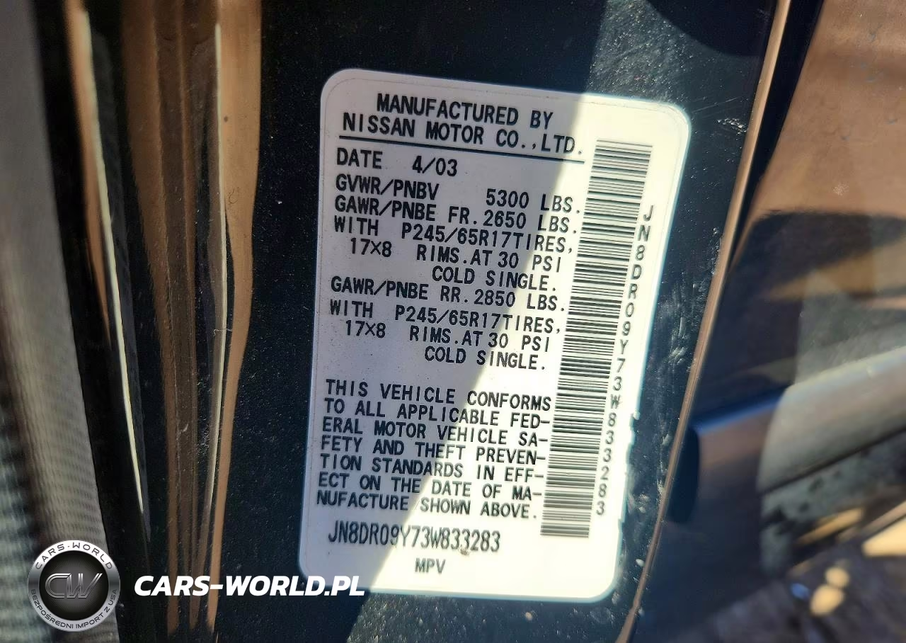 2003 Nissan Pathfinder Se VIN:JN8DR09Y73W833283 - 13