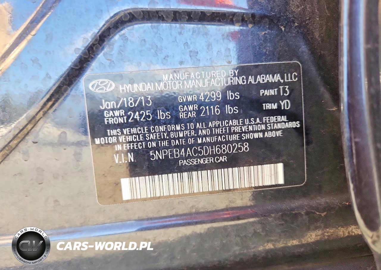2013 Hyundai Sonata Gls VIN:5NPEB4AC5DH680258 - 12