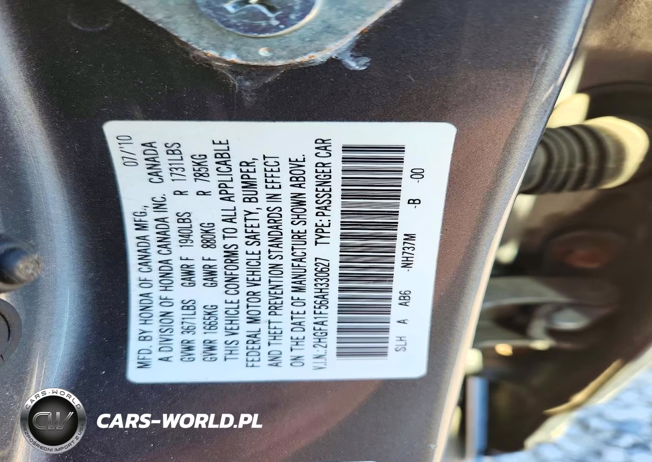 2010 Honda Civic Lx VIN:2HGFA1F56AH330627 - 12