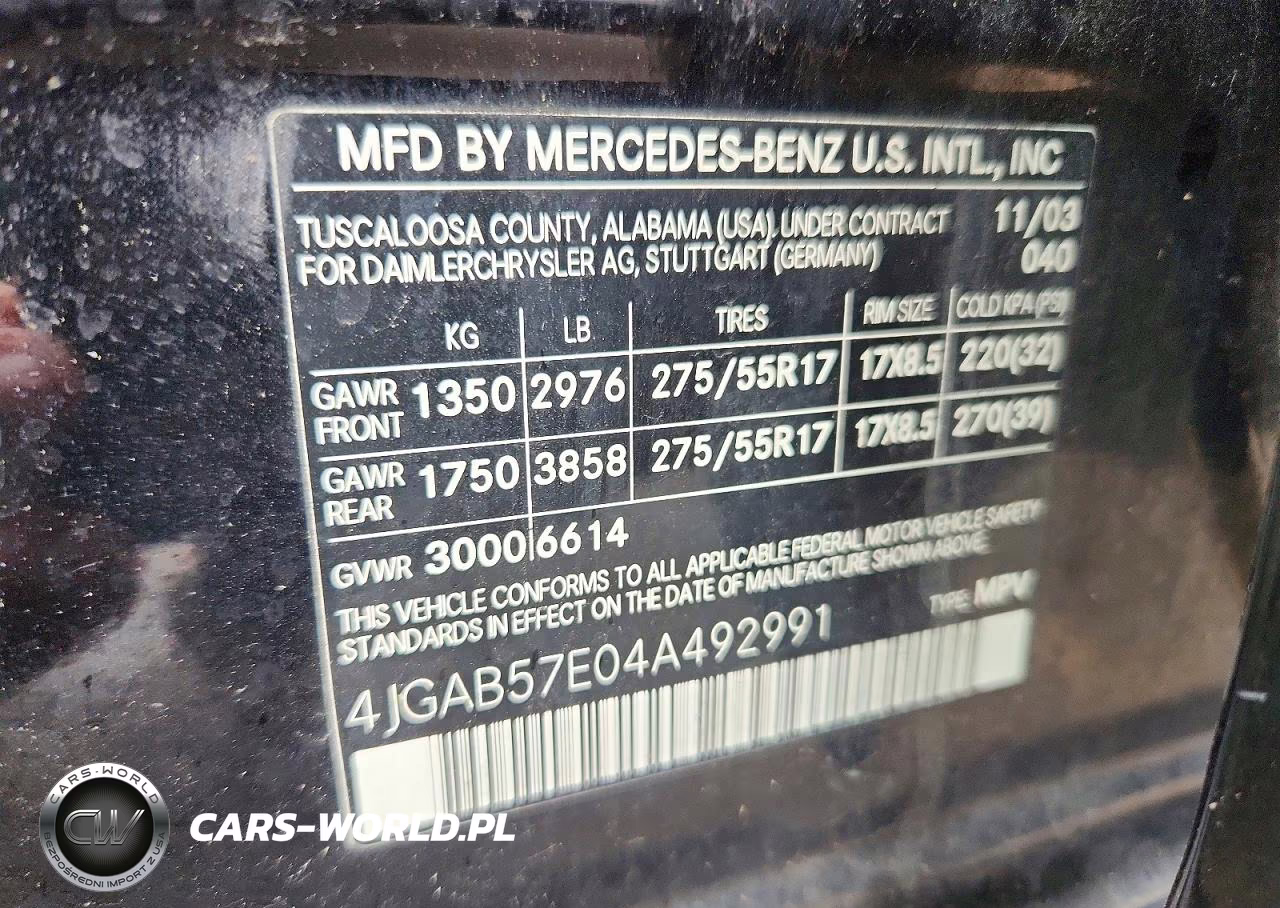 2004 Mercedes-Benz Ml 350 VIN:4JGAB57E04A492991 - 13