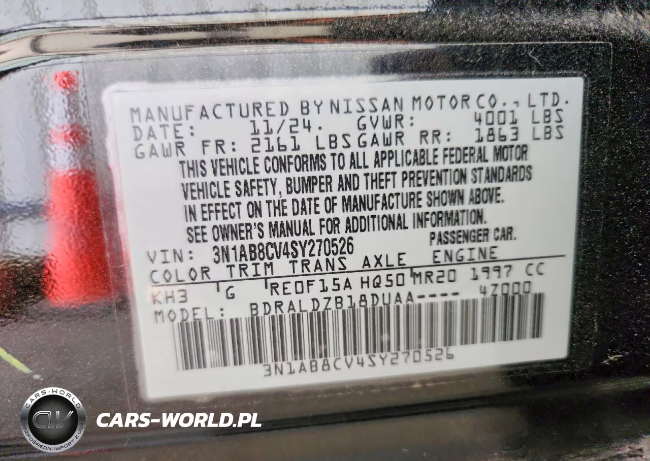 2025 Nissan Sentra Sv VIN:3N1AB8CV4SY270526 - 12
