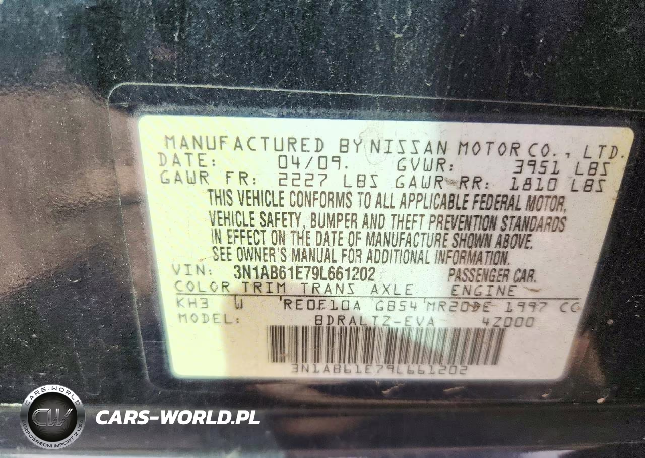 2009 Nissan Sentra 2.0 VIN:3N1AB61E79L661202 - 12