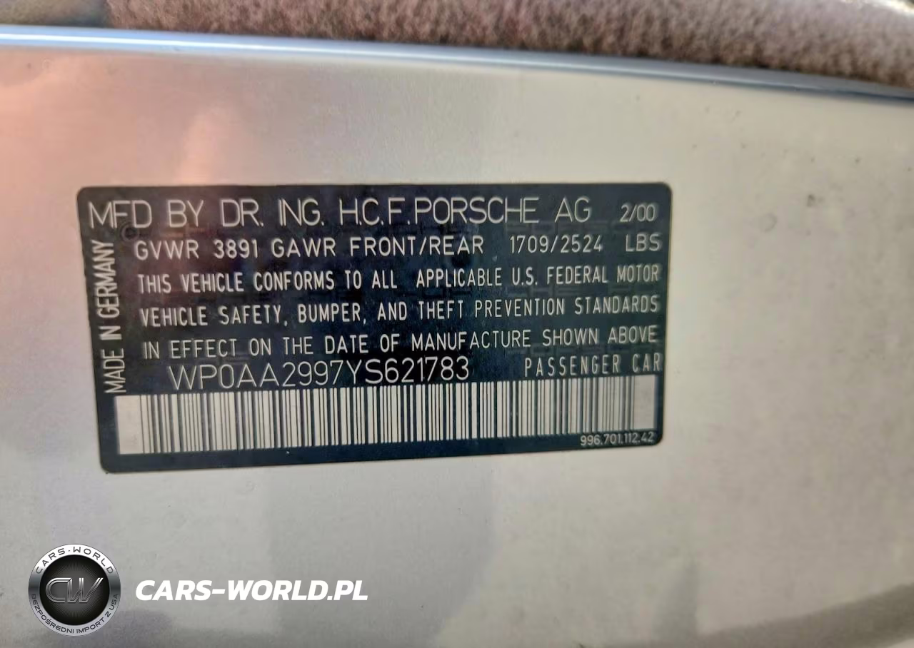 2000 Porsche 911 Carrera 2 VIN:WP0AA2997YS621783 - 12